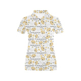 Golden Retriever Pattern Print Design 04 Women's All Over Print Polo Shirt