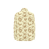 Windmill Wheat pattern Women's Long Sleeve Polo Shirt