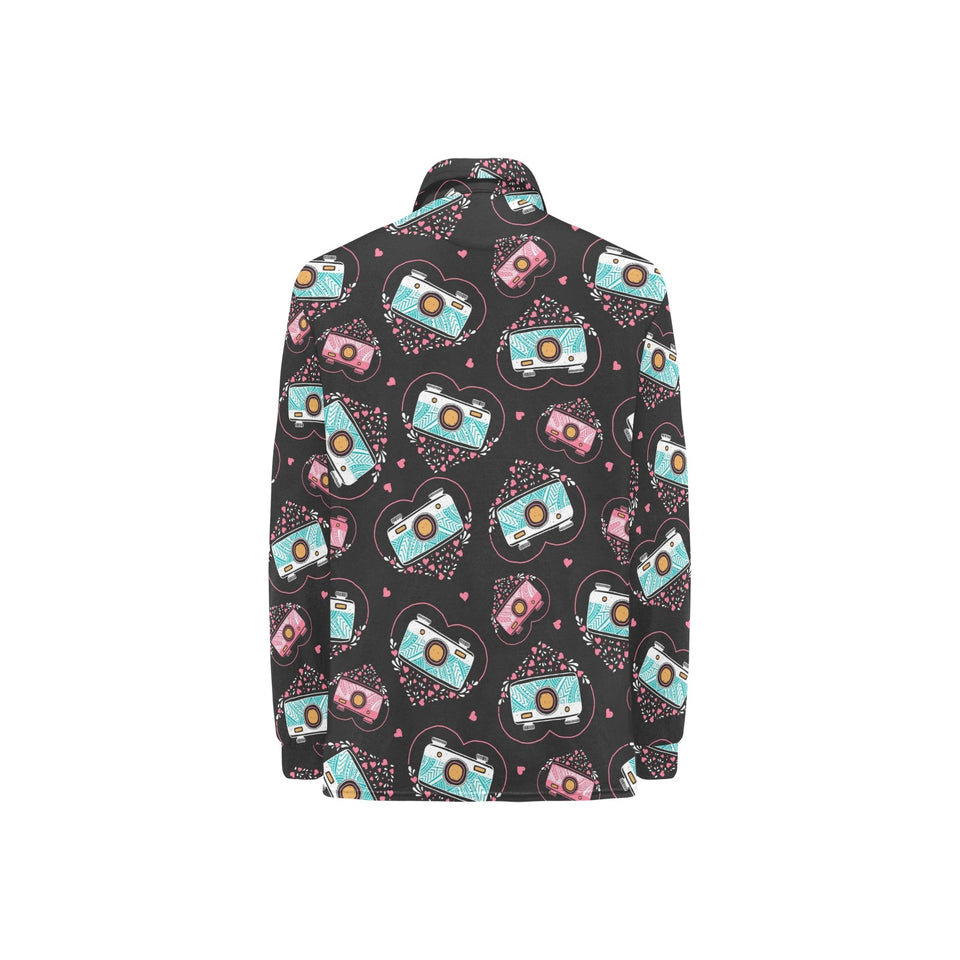 Camera Pattern Print Design 04 Women's Long Sleeve Polo Shirt