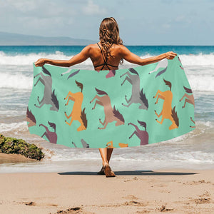 Colorful horses pattern Beach Towel