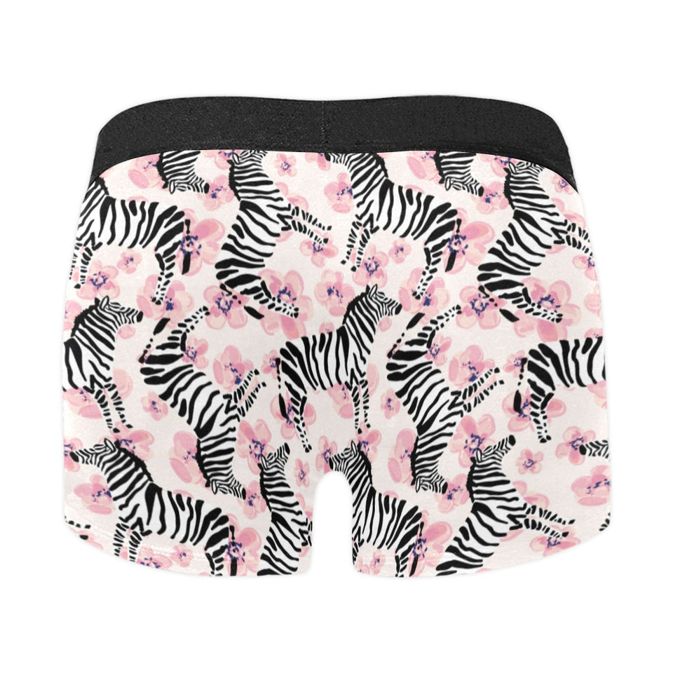 Zebra pink flower background Men's All Over Print Boxer Briefs Men's Underwear