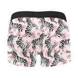 Zebra pink flower background Men's All Over Print Boxer Briefs Men's Underwear