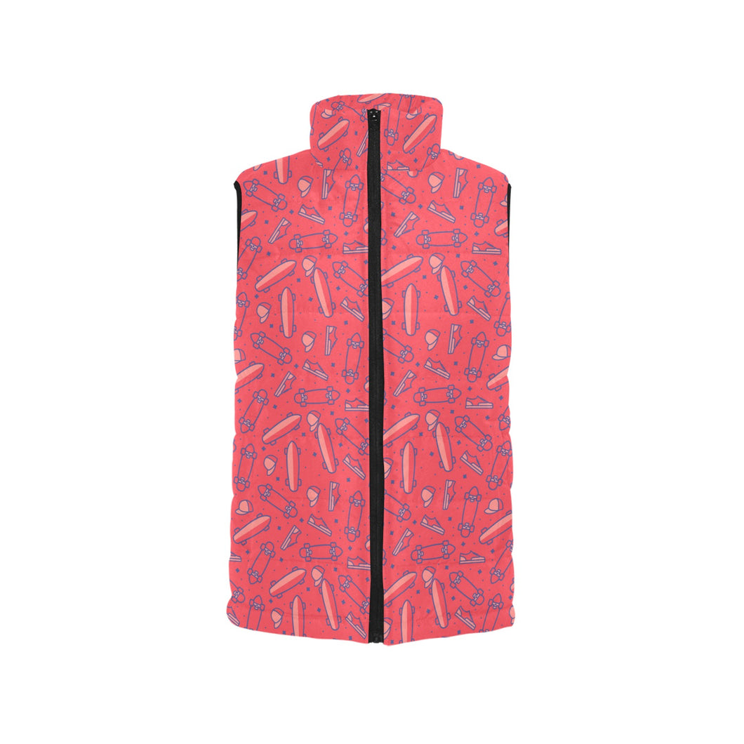 Skate Board Pattern Print Design 01 Women's Padded Vest