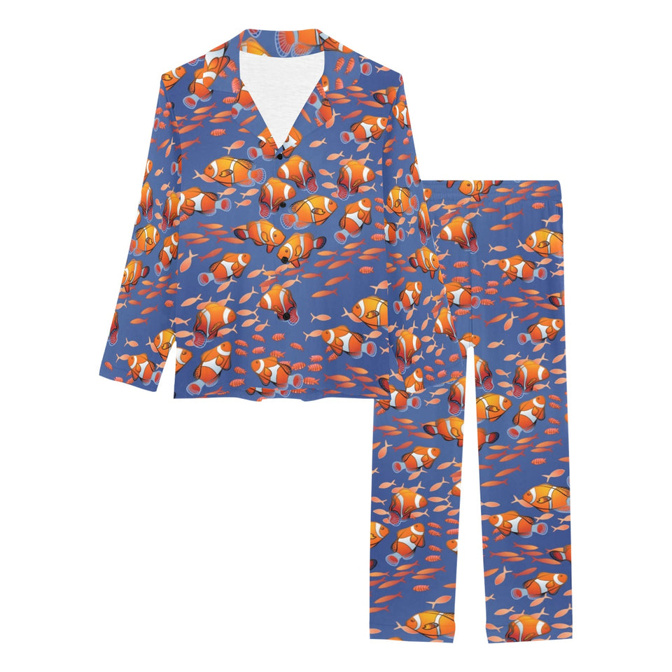 Clown Fish Pattern Print Design 04 Women's Long Pajama Set