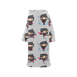 Cute ninja pattern Blanket Robe with Sleeves