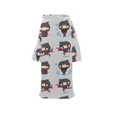 Cute ninja pattern Blanket Robe with Sleeves