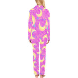 Moon pink rose background Women's Long Pajama Set