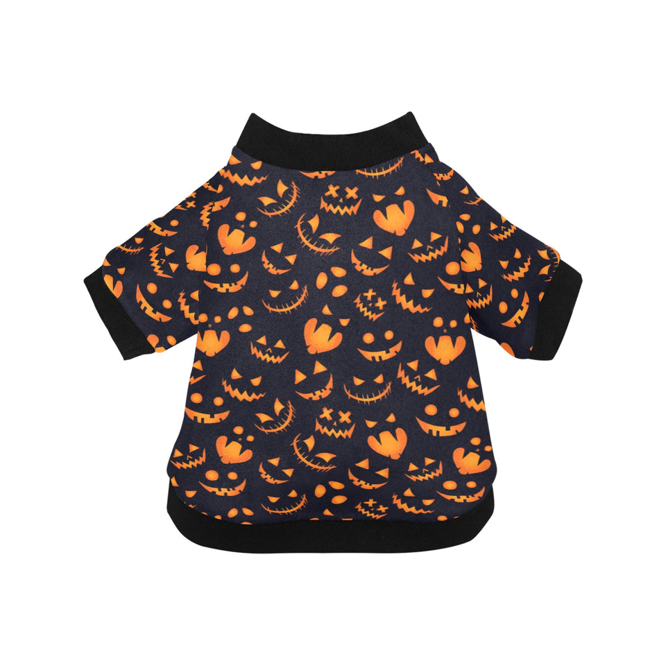 Halloween pattern Pumpkin background All Over Print Pet Dog Round Neck Fuzzy Shirt
