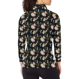 Hummingbird Pattern Print Design 03 Women's Long Sleeve Polo Shirt