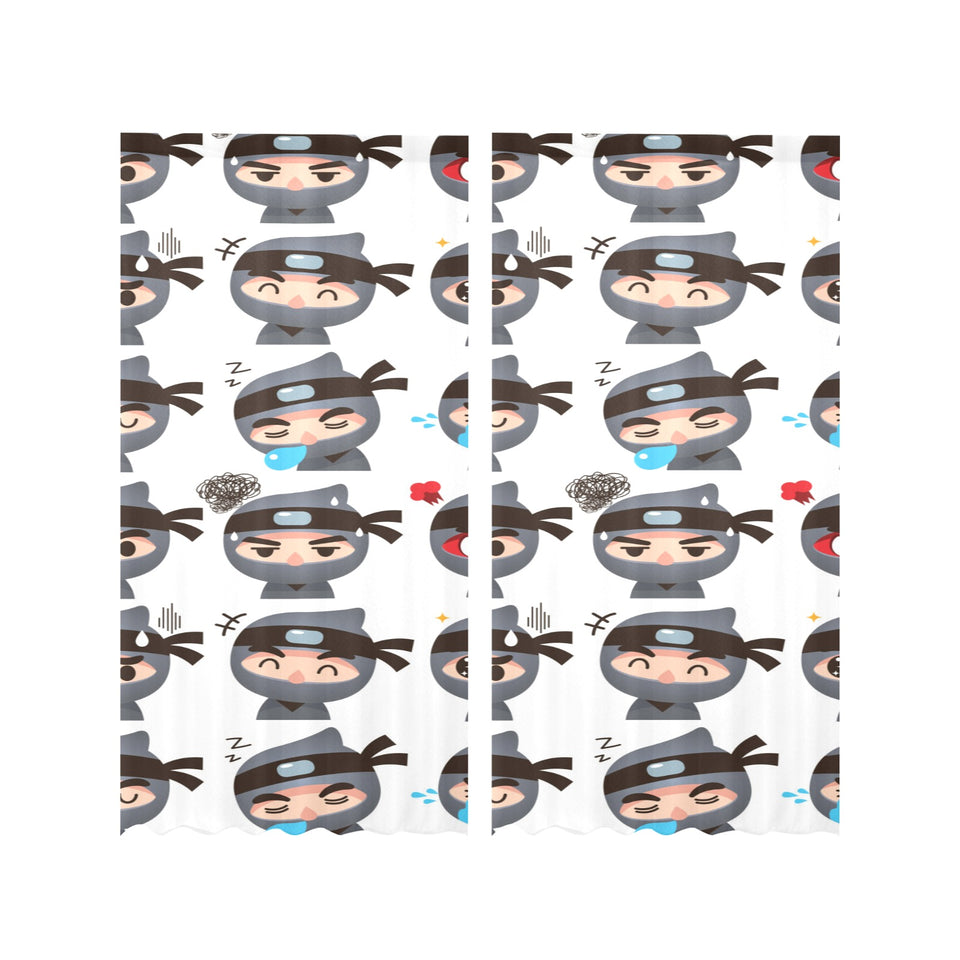 Cute ninja design pattern Gauze Curtain
