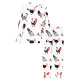 Cool rooster chicken cock floral ornament backgrou Women's All Over Print Pajama Set