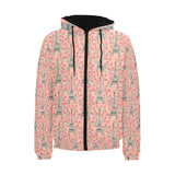 Eiffel Tower Flower Pattern Design 03 Men's Padded Hooded Jacket