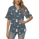 windmill tree pattern Women's All Over Print Hawaiian Shirt