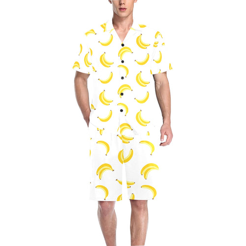 Banana pattern Men's V-Neck Short Pajama Set