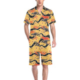 Kangaroo Australian aboriginal art pattern Men's V-Neck Short Pajama Set