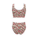 Popcorn Pattern Print Design 05 Chest Bowknot High Waisted Bikini Swimsuit