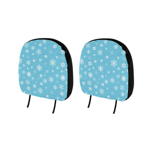 Snowflake pattern blue background Car Headrest Cover