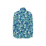 blueberry design pattern Women's Long Sleeve Polo Shirt