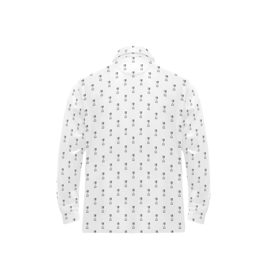 Engine Piston Background Pattern Print Design 01 Men's Long Sleeve Polo Shirt
