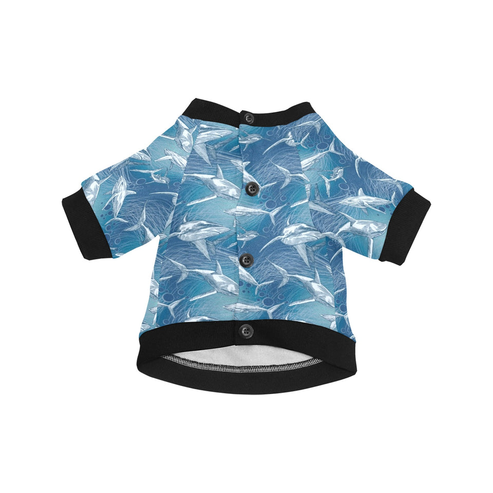 Shark hand drawn All Over Print Pet Dog Round Neck Fuzzy Shirt