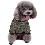luxurious gold lotus waterlily black background All Over Print Pet Dog Round Neck Fuzzy Shirt