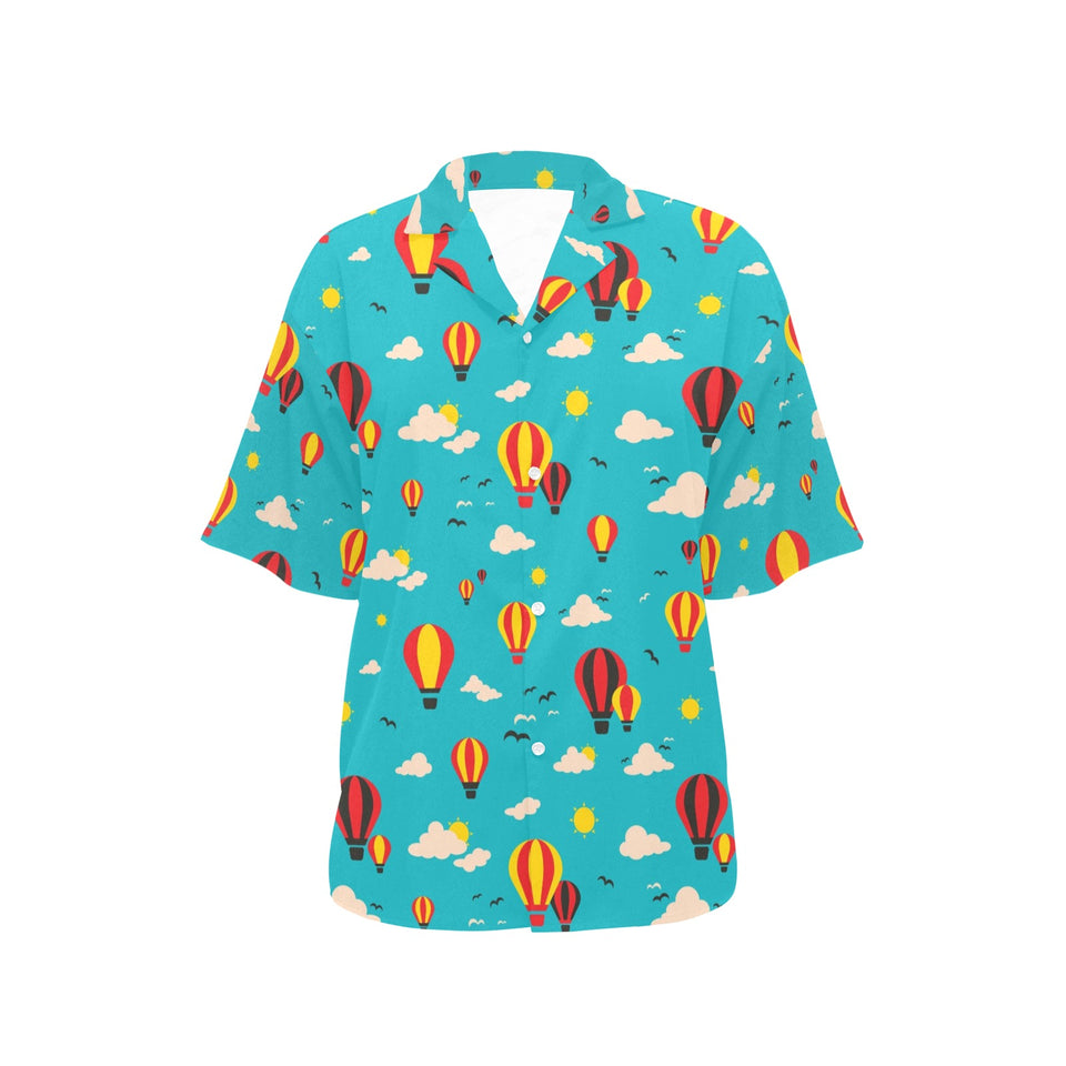 Hot Air Balloon Sky Pattern Women's All Over Print Hawaiian Shirt