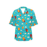 Hot Air Balloon Sky Pattern Women's All Over Print Hawaiian Shirt