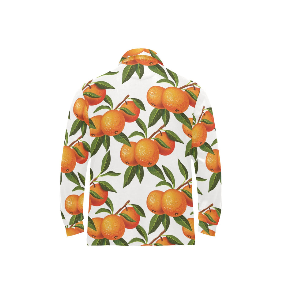 Oranges pattern background Men's Long Sleeve Polo Shirt