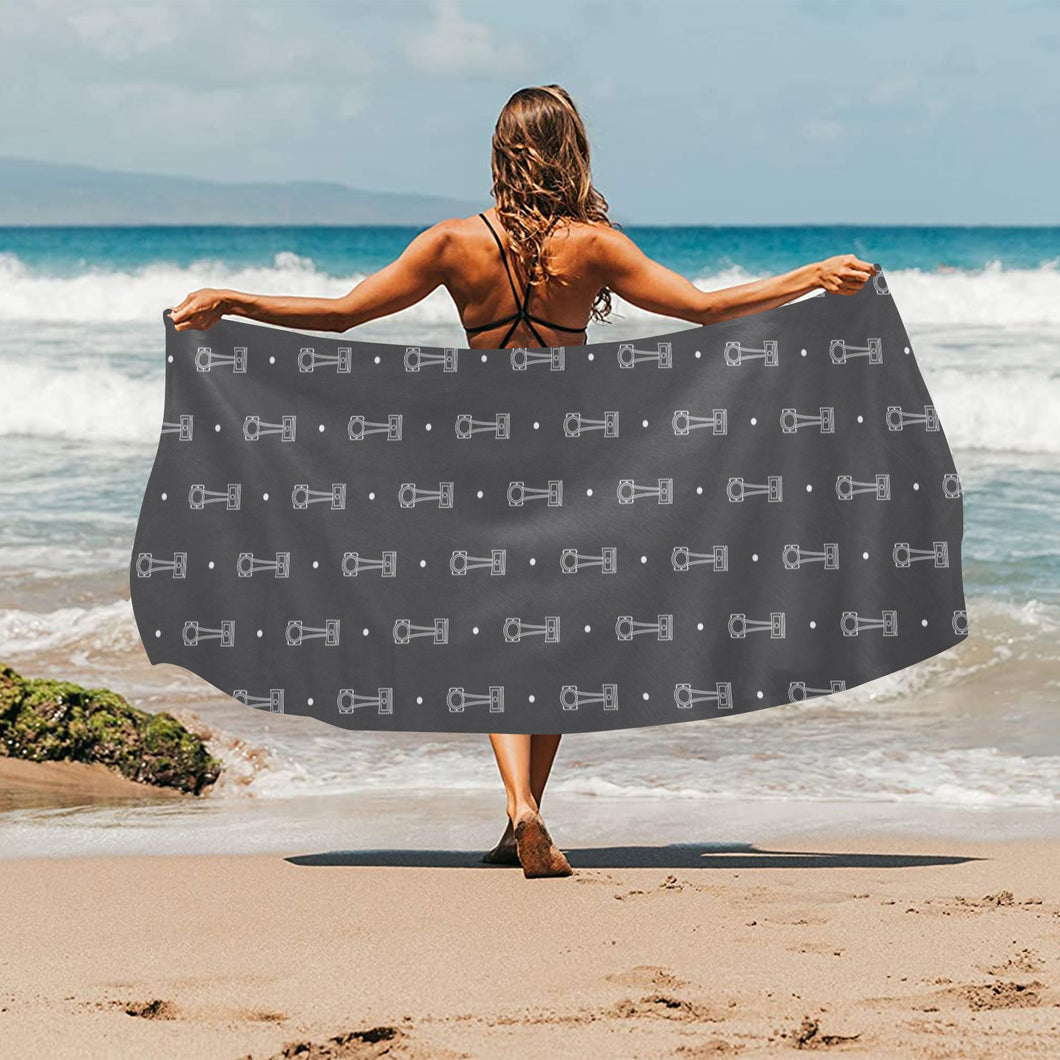 Engine Piston Black Background Pattern Design 02 Beach Towel