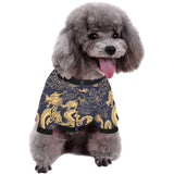 Gold dragon pattern All Over Print Pet Dog Round Neck Fuzzy Shirt
