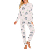 cute raccoons leaves pattern Women's All Over Print Pajama Set
