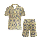 arabic star gold pattern Men's V-Neck Short Pajama Set