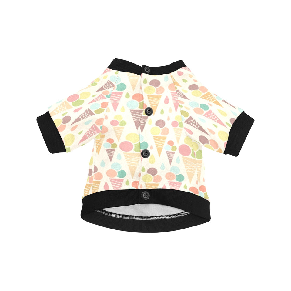 Ice cream cone pattern All Over Print Pet Dog Round Neck Fuzzy Shirt