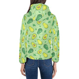 Avocado pattern green background Women's Padded Hooded Jacket