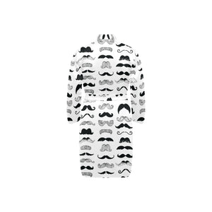 Mustache Beard Pattern Print Design 04 Men's Long Sleeve Belted Night Robe