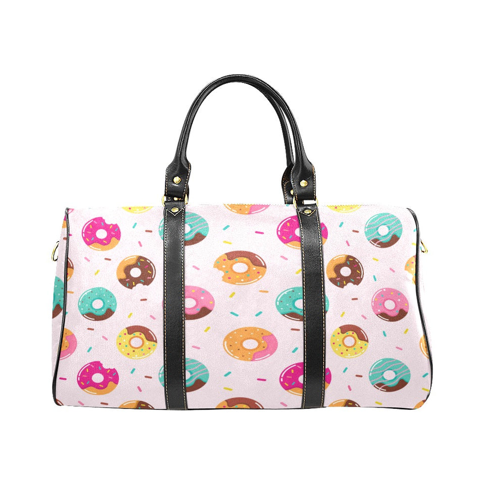 Donut pattern glaze pink background Travel Bag