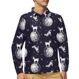 Chihuahua space helmet. astronaut pattern Men's Long Sleeve Polo Shirt
