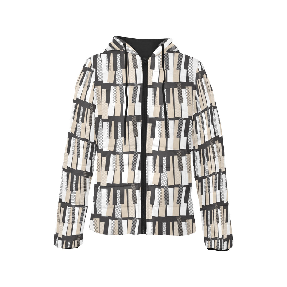 Piano Pattern Print Design 04 Women's Padded Hooded Jacket