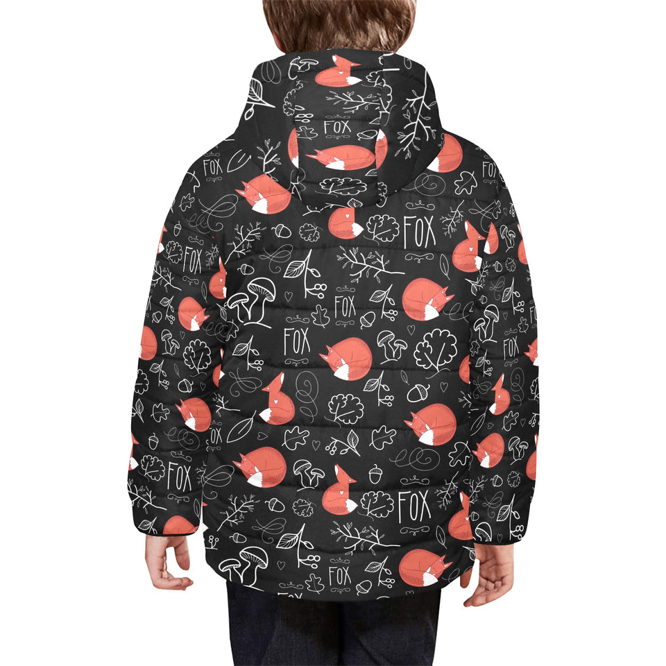 fox sleeping fox pattern Kids' Boys' Girls' Padded Hooded Jacket