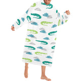 watercolor crocodile pattern Blanket Robe with Sleeves