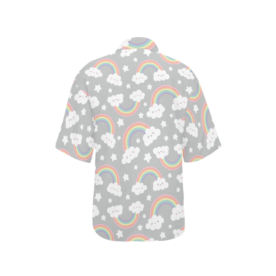 Cute rainbow clound star pattern Women's All Over Print Hawaiian Shirt