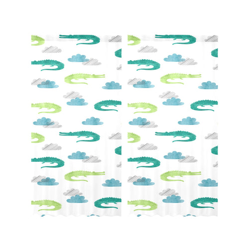 watercolor crocodile pattern Gauze Curtain