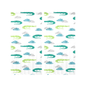 watercolor crocodile pattern Gauze Curtain