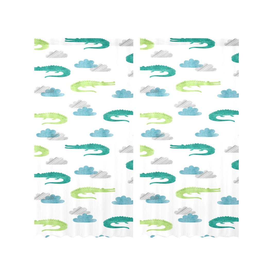watercolor crocodile pattern Gauze Curtain