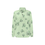 broccoli sketch pattern Women's Long Sleeve Polo Shirt