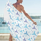 Blue Eiffel Tower Theme Pattern Print Design 01 Beach Towel