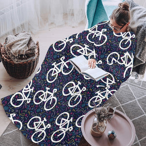 Bicycle Pattern Print Design 03 Blanket Robe with Sleeves