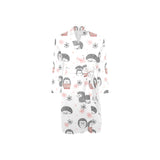 Hedgehog Pattern Print Design 02 Men's Long Sleeve Belted Night Robe
