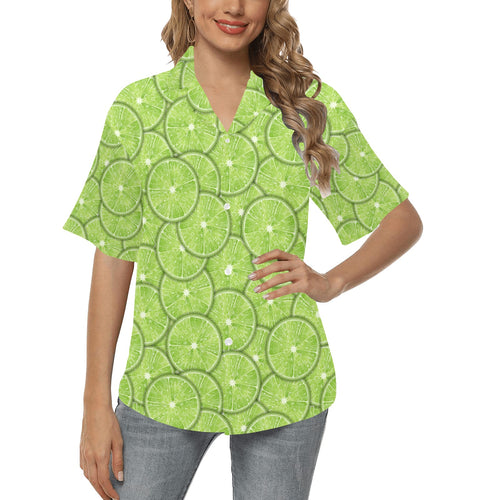 Slices of Lime pattern Women's All Over Print Hawaiian Shirt