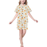 Lion Pattern Print Design 04 Kids' Boys' Girls' V-Neck Short Pajama Set